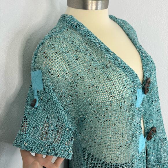 Knit Fairy Boho Sheer Knit Top Blue - Picture 4 of 8